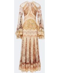 Zimmermann - Valiant Floral Panelled Silk Gown - Lyst