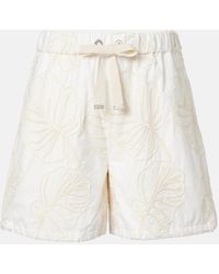 Moncler - Embroidered Cotton Shorts - Lyst