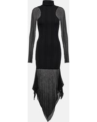 Mugler - Asymmetric Ribbed-knit Midi Dress - Lyst