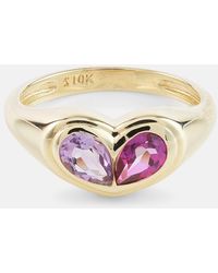 STONE AND STRAND - Lavender Haze 10kt Gold Ring With Amethyst And Topaz - Lyst
