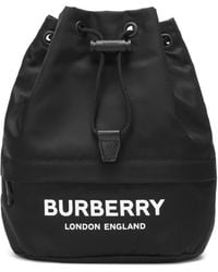 Burberry Bolso de mano con cordón y logo estampado - Negro