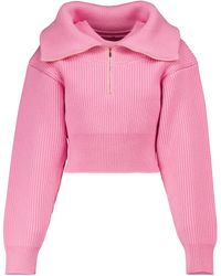 Jacquemus Pullover cropped Risoul in lana - Rosa