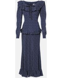 Alessandra Rich - Polka-Dot Printed Silk Maxi Dress - Lyst