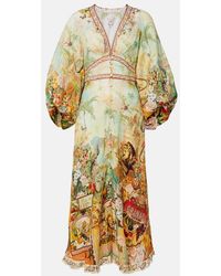 CAMILLA - Printed Linen Maxi Dress - Lyst