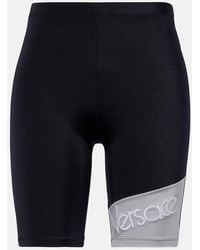 Versace - Logo Embroidered Biker Shorts - Lyst
