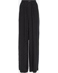 Balenciaga - Pantalon ample a taille haute en soie a logo - Lyst