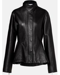 Alaïa - Peplum Leather Jacket - Lyst