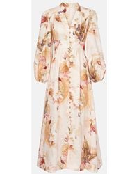 Zimmermann - Midikleid Ascension Aus Leinen - Lyst