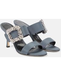 Manolo Blahnik - Gable Jewel Embellished Crepe De Chine Sandals - Lyst