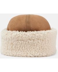 TOTEME - Shearling And Leather Hat - Lyst