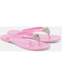 Mach & Mach - Sandali Infradito Double Heart Con Cristalli - Lyst