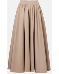 Patou - Gathered Cotton Gabardine Midi Skirt - Lyst