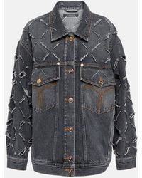 Versace - Distressed Denim Jacket - Lyst