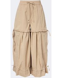 Ganni - Ruffled Cotton-Blend Wide-Leg Pants - Lyst