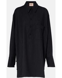 Plan C - Pinstripe Wool-Blend Shirt - Lyst