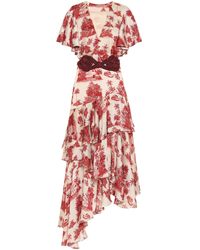 Johanna Ortiz Las Alas De La Memoria Toile-print Silk Dress - Red