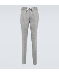 Brunello Cucinelli - Tapered Linen And Wool Pants - Lyst