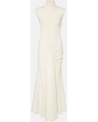 Victoria Beckham - Draped Turtleneck Jersey Maxi Dress - Lyst
