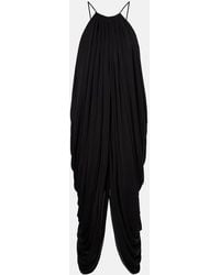 Loewe - Draped Open-Back Silk Midi Dress - Lyst