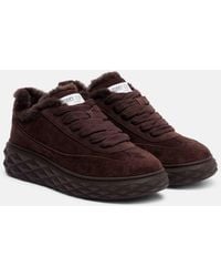 Jimmy Choo - Diamond Maxi Shearling-Trimmed Suede Sneakers - Lyst