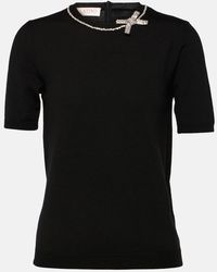 Valentino - Embellished Virgin Wool Top - Lyst
