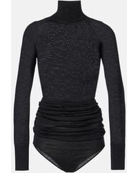 Alaïa - Draped Wool Turtleneck Bodysuit - Lyst