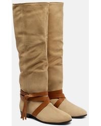 Isabel Marant - Silmon Leather-Trimmed Suede Knee-High Boots - Lyst