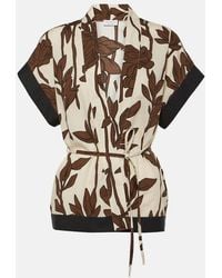 Brunello Cucinelli - Belted Floral Cotton Shirt - Lyst