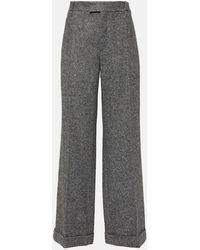 Brunello Cucinelli - Herringbone Wool-Blend Flared Pants - Lyst