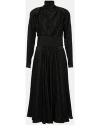 Alaïa - Tie-Neck Silk-Blend Midi Dress - Lyst
