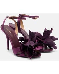 Ferragamo - Ghilly 95 Floral-Applique Satin Sandals - Lyst