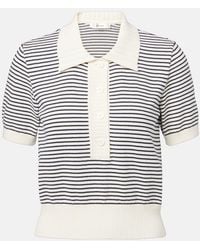 FRAME - Striped Cotton Polo Shirt - Lyst