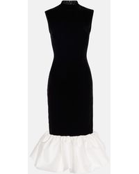 Rasario - Velvet And Satin Midi Dress - Lyst