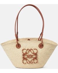 Loewe - Anagram Small Iraca Palm And Leather Basket Bag - Lyst