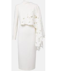 Oscar de la Renta - Cape-Detail Wool-Blend Midi Dress - Lyst
