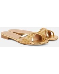 Malone Souliers - Penn Raffia And Metallic Leather Sandals - Lyst