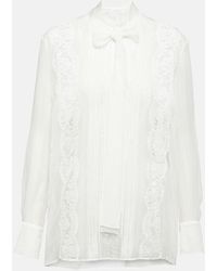 Dolce & Gabbana - Blusa in raso con logo - Lyst