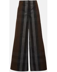 Burberry - Pantalones anchos de lona a cuadros - Lyst