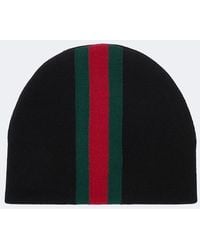 Gucci - Web Stripe Wool Beanie - Lyst