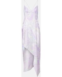 PUCCI - Marmo Asymmetric Silk Twill Maxi Dress - Lyst