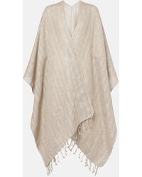 Brunello Cucinelli - Poncho Aus Einem Leinengemisch - Lyst