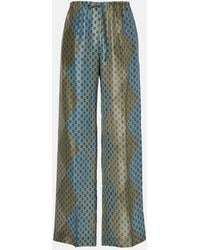 Dries Van Noten - Printed Silk Satin Straight Pants - Lyst