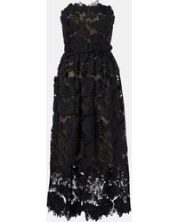 Oscar de la Renta - Robe Longue Bustier En Dentelle A Fleurs - Lyst