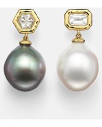 Octavia Elizabeth - 18Kt Earrings With Diamonds And Pearls - Lyst