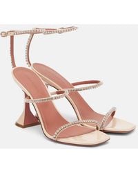 AMINA MUADDI - Gilda Embellished Patent Leather Sandals - Lyst