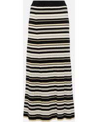 Ganni - Ribbed-knit Striped Midi Skirt - Lyst