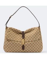 Gucci - Jackie Flap Large Gg Canvas Shoulder Bag - Lyst