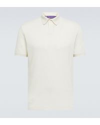 Ralph Lauren Purple Label Poloshirt aus Baumwolle und Leinen - Weiß