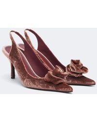 Magda Butrym - Floral-Applique Velvet Slingback Pumps - Lyst