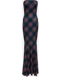 Norma Kamali - Strapless Fishtail Checked Gown - Lyst